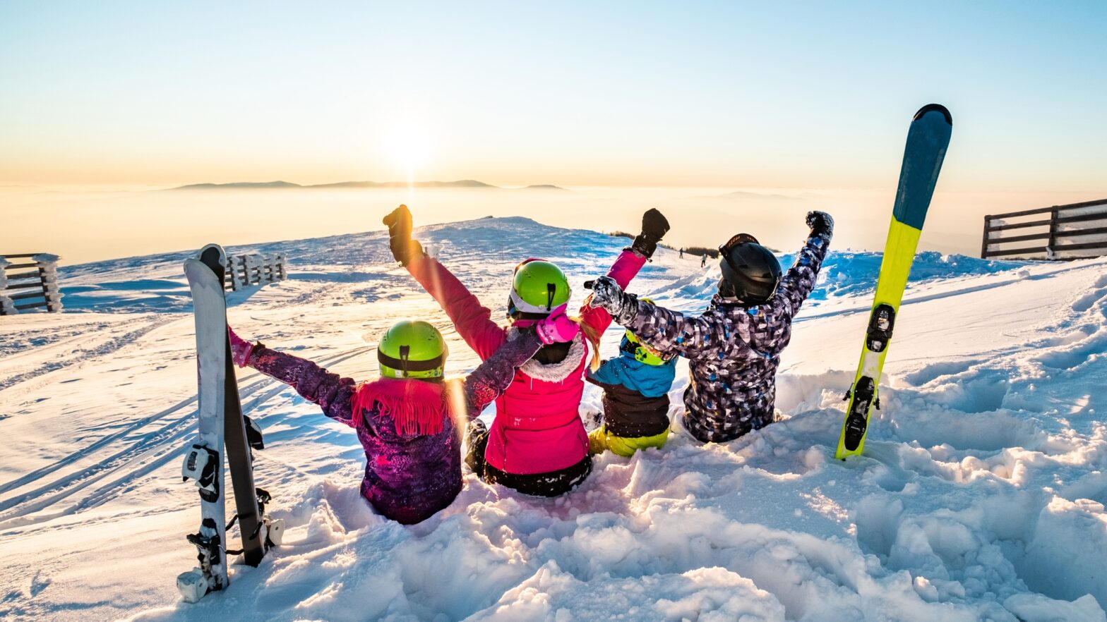 Picture of skiers enjoying a sunset