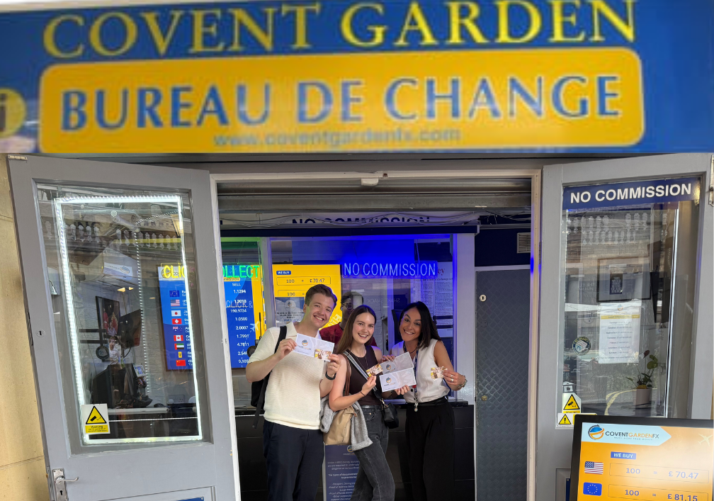 Customer collecting travel money from a local bureau